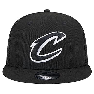 Men's New Era Black Cleveland Cavaliers Evergreen 9FIFTY Trucker Snapback Hat