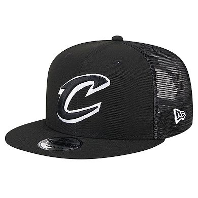 Men's New Era Black Cleveland Cavaliers Evergreen 9FIFTY Trucker Snapback Hat
