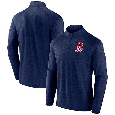 Men's Profile Navy Boston Red Sox Big & Tall Raglan Quarter-Zip Top