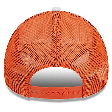 Men's New Era White/Orange Denver Broncos Court Sport Foam Front A-Frame 9FORTY Adjustable Trucker Hat