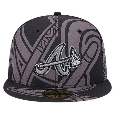 Men's New Era Black Atlanta Braves Logo Fracture 59FIFTY Fitted Hat