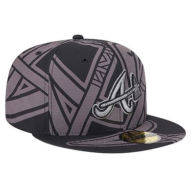 Men's New Era Black Atlanta Braves Logo Fracture 59FIFTY Fitted Hat
