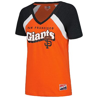 Women's New Era Orange San Francisco Giants Heathered Raglan V-Neck T-Shirt