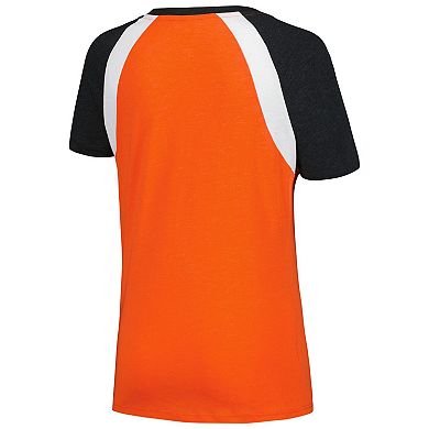 Women's New Era Orange San Francisco Giants Heathered Raglan V-Neck T-Shirt