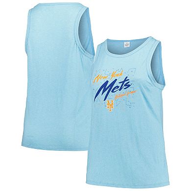 Women's Soft as a Grape Light Blue New York Mets Plus Size Curvy High Neck Tri-Blend Tank Top
