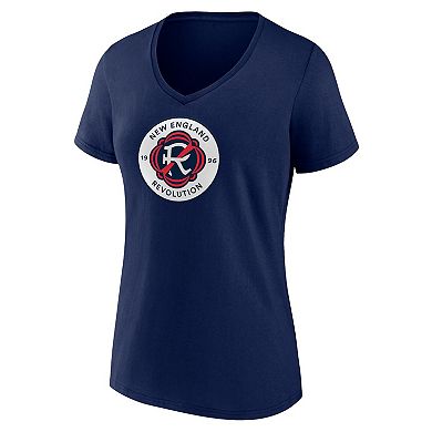 Women's Fanatics Branded Navy New England Revolution Logo V-Neck T-Shirt
