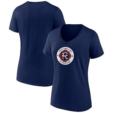 Women's Fanatics Branded Navy New England Revolution Logo V-Neck T-Shirt