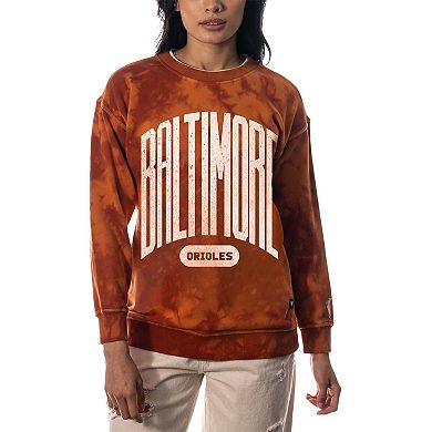 Women's The Wild Collective Orange Baltimore Orioles Overdyed Pullover Sweatshirt