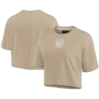 Women's Fanatics Signature Khaki Sacramento Kings Elements Super Soft Boxy Cropped T-Shirt