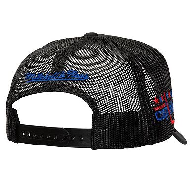 Men's Mitchell & Ness Black Washington Capitals Script Side Patch Trucker Adjustable Hat