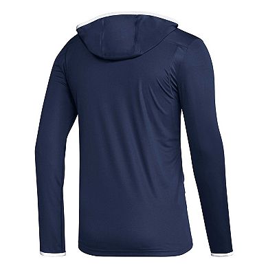 Men's adidas Navy Toronto Maple Leafs Team Long Sleeve Quarter-Zip Hoodie T-Shirt