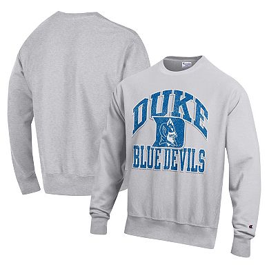 Men's Champion Heather Gray Duke Blue Devils Vault Late Night Reverse Weave Pullover Sweatshirt