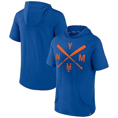 Men's Fanatics Branded Royal New York Mets Iconic Rebel Short Sleeve Pullover Hoodie