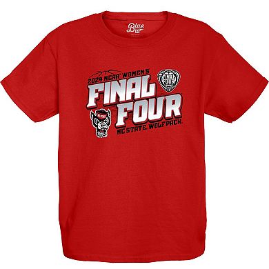Youth Blue 84 Red NC State Wolfpack 2024 NCAA Women's Basketball Tournament March Madness Final Four T-Shirt