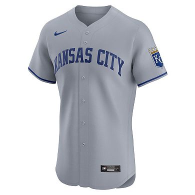 Men's Nike  Gray Kansas City Royals Road Vapor Premier Elite Patch Jersey