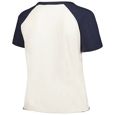 Women's Soft as a Grape White Boston Red Sox Plus Size Baseball Raglan T-Shirt