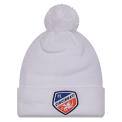 Men's New Era  White FC Cincinnati Jersey Hook Cuff Knit Hat with Pom
