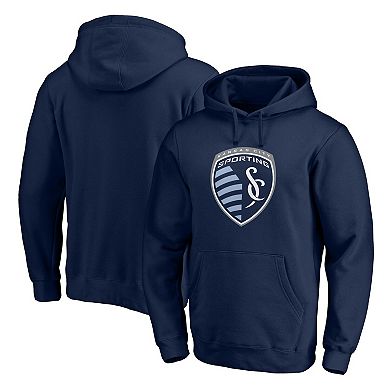 Men's Fanatics Navy Sporting Kansas City Logo Pullover Hoodie