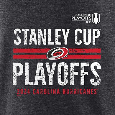 Men's Fanatics Branded  Heather Charcoal Carolina Hurricanes 2024 Stanley Cup Playoffs Crossbar Tri-Blend T-Shirt