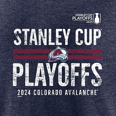 Men's Fanatics Branded  Navy Colorado Avalanche 2024 Stanley Cup Playoffs Crossbar Tri-Blend T-Shirt