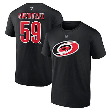 Men's Fanatics Branded Jake Guentzel Black Carolina Hurricanes Authentic Stack Name & Number T-Shirt