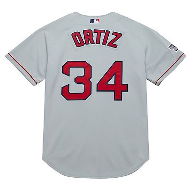 Men's Mitchell & Ness David Ortiz Gray Boston Red Sox 2004 Cooperstown Collection Authentic Throwback Jersey