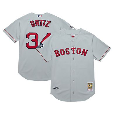 Men's Mitchell & Ness David Ortiz Gray Boston Red Sox 2004 Cooperstown Collection Authentic Throwback Jersey