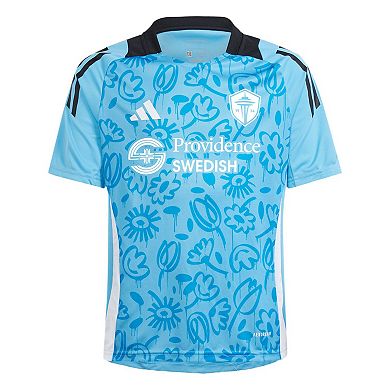 Youth adidas Blue Seattle Sounders FC 2024 One Planet Pre-Match Top