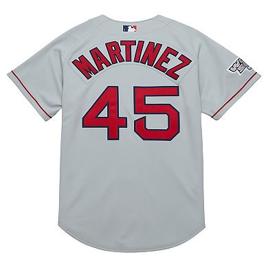 Men's Mitchell & Ness Pedro Martinez Gray Boston Red Sox 2004 Cooperstown Collection Authentic Throwback Jersey