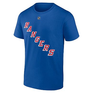 Men's Fanatics Branded Matt Rempe Blue New York Rangers Authentic Stack Name & Number T-Shirt