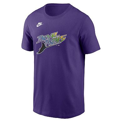 Men's Nike Purple Tampa Bay Rays Cooperstown Collection Team Logo T-Shirt