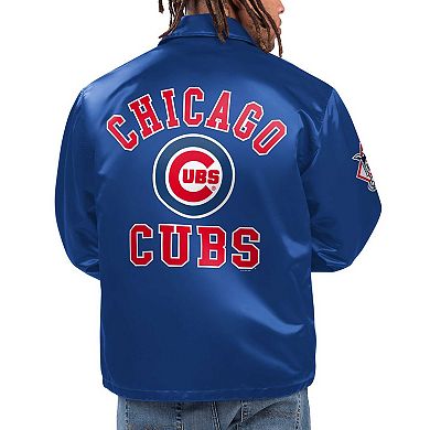 Men's Starter Royal Chicago Cubs Option Route Satin Full-Snap Jacket