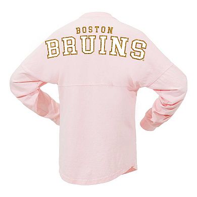 Women's Fanatics Branded Pink Boston Bruins Spirit Jersey Long Sleeve T-Shirt
