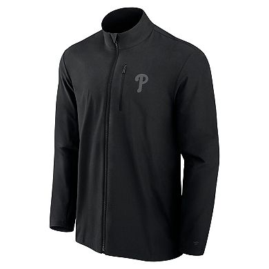 Men's Fanatics Signature Black Philadelphia Phillies Front Office Woven Full-Zip Jacket