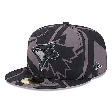 Men's New Era Black Toronto Blue Jays Logo Fracture 59FIFTY Fitted Hat