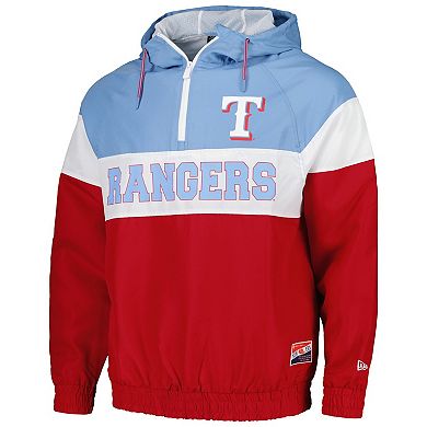 Men's New Era Red Texas Rangers Ripstop Raglan Quarter-Zip Hoodie Windbreaker Jacket