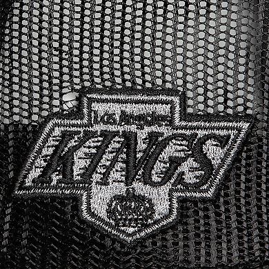 Men's Mitchell & Ness Black Los Angeles Kings Script Side Patch Trucker Adjustable Hat