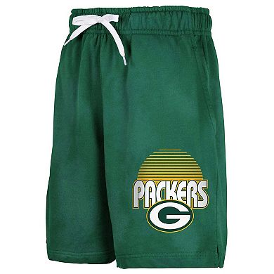 Youth Green Green Bay Packers Beach Bum Sun-Bleached French Terry Shorts
