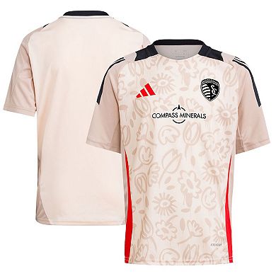 Youth adidas Brown Sporting Kansas City 2024 One Planet Pre-Match Top
