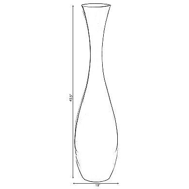 43 Inch Tall White Modern Fiberglass Narrow Trumpet Floor Vase