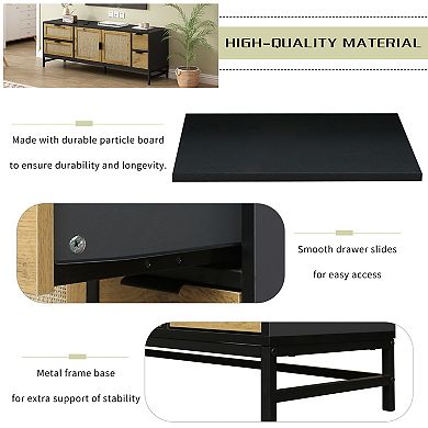 Merax Elegant Rattan Tv Stand