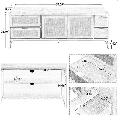 Merax Elegant Rattan Tv Stand