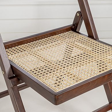 Theo Mid-century Vintage Wood Rattan Folding Chair With Adjustable Back