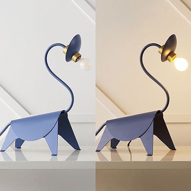 Bradley 16" Modern Industrial Iron Brachiosaurus Led Kids' Lamp, Blue