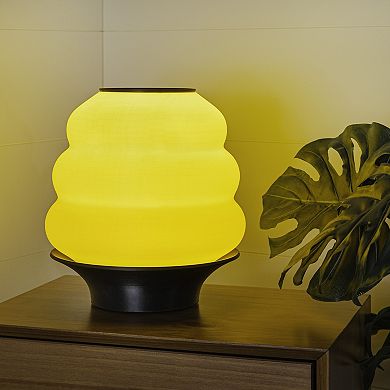 Honey Pot 12" Minimalist Classic Plant-based Pla 3d Printed Dimmable Led Table Lamp, White/black