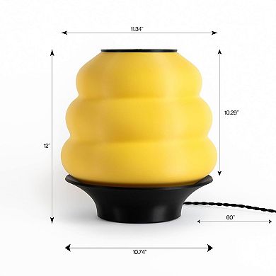 Honey Pot 12" Minimalist Classic Plant-based Pla 3d Printed Dimmable Led Table Lamp, White/black