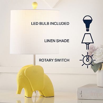 Koda 17.5" Eclectic Southwestern Resin/iron Elephant Led Kids' Table Lamp, Yellow