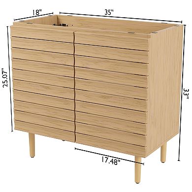 36w X 18d X 33h Thick Linear Slat 2-shelf Bath Vanity Cabinet Only (sink Basin Not Included)