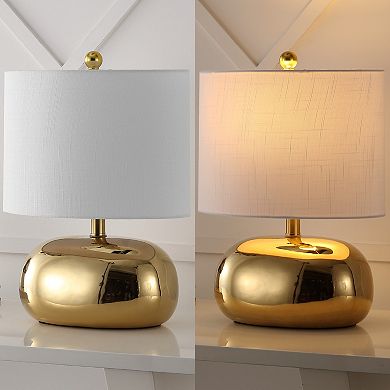 Calix 20" Mid-century Glam Ceramic/iron Led Table Lamp, Gold