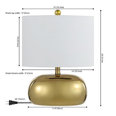 Calix 20" Mid-century Glam Ceramic/iron Led Table Lamp, Gold